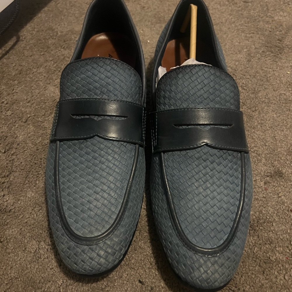 Aldo Textured Blue Loafers for Men